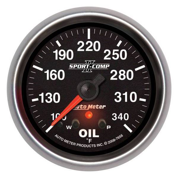 Autometer - AutoMeter GAUGE OIL TEMP 2 5/8in. 340deg.F STEPPER MOTOR W/PEAK/WARN SPORT-COMP II - 7656
