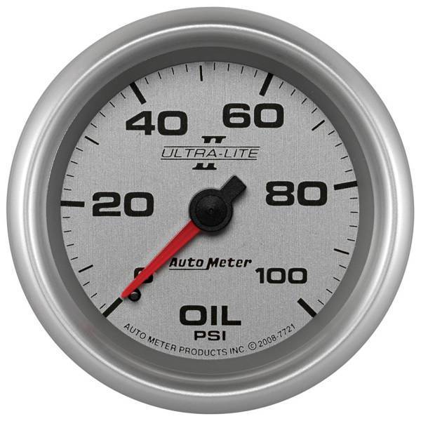 Autometer - AutoMeter GAUGE OIL PRESSURE 2 5/8in. 100PSI MECHANICAL ULTRA-LITE II - 7721