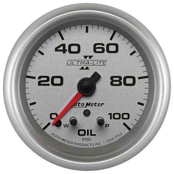 Autometer - AutoMeter GAUGE OIL PRESS 2 5/8in. 100PSI STEPPER MOTOR W/PEAK/WARN ULTRA-LITE II - 7753