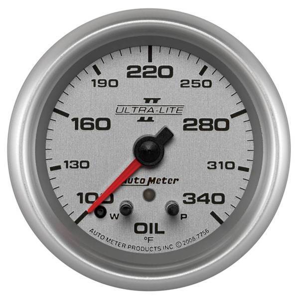 Autometer - AutoMeter GAUGE OIL TEMP 2 5/8in. 340deg.F STEPPER MOTOR W/PEAK/WARN ULTRA-LITE II - 7756