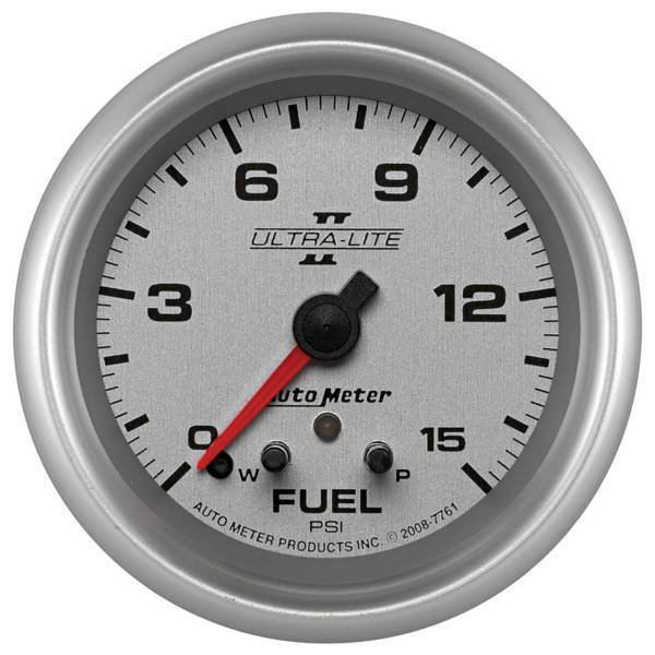 Autometer - AutoMeter GAUGE FUEL PRESS 2 5/8in. 15PSI STEPPER MOTOR W/PEAK/WARN ULTRA-LITE II - 7761