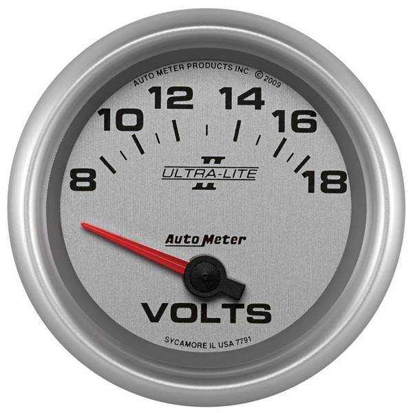 Autometer - AutoMeter GAUGE VOLTMETER 2 5/8in. 18V ELECTRIC ULTRA-LITE II - 7791