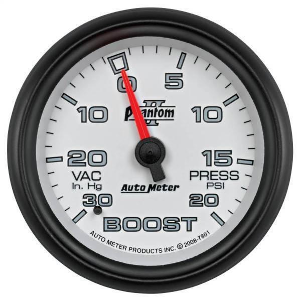 Autometer - AutoMeter GAUGE VAC/BOOST 2 5/8in. 30INHG-20PSI MECHANICAL PHANTOM II - 7801