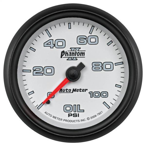 Autometer - AutoMeter GAUGE OIL PRESSURE 2 5/8in. 100PSI MECHANICAL PHANTOM II - 7821