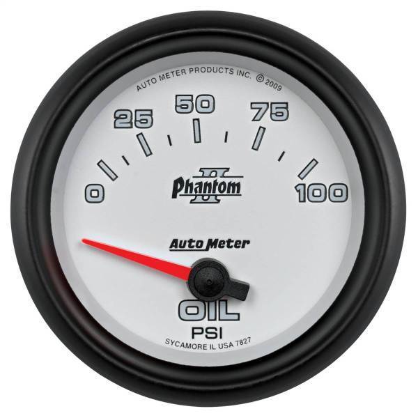 Autometer - AutoMeter GAUGE OIL PRESSURE 2 5/8in. 100PSI ELECTRIC PHANTOM II - 7827