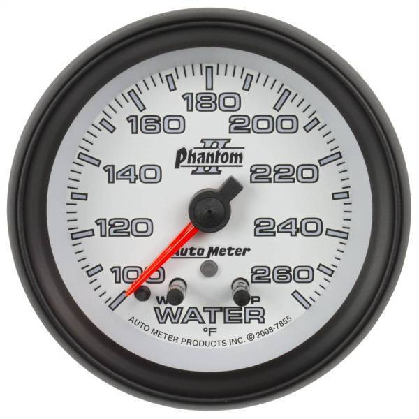 Autometer - AutoMeter GAUGE WATER TEMP 2 5/8in. 260deg.F STEPPER MOTOR W/PEAK/WARN PHANTOM II - 7855