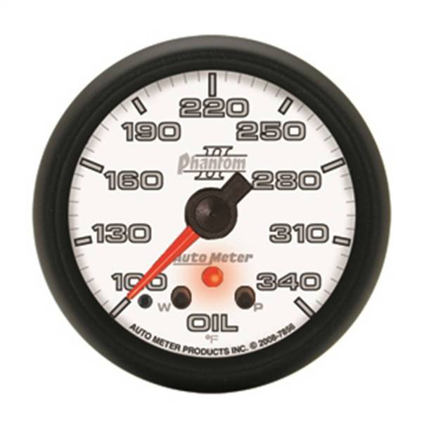 Autometer - AutoMeter GAUGE OIL TEMP 2 5/8in. 340deg.F STEPPER MOTOR W/PEAK/WARN PHANTOM II - 7856
