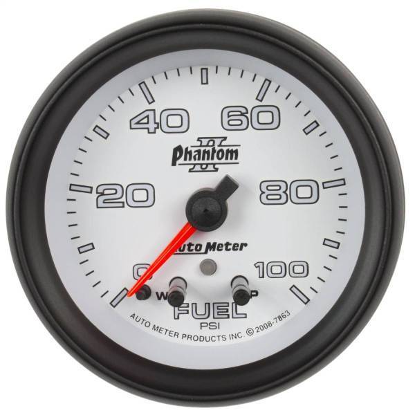 Autometer - AutoMeter GAUGE FUEL PRESS 2 5/8in. 100PSI STEPPER MOTOR W/PEAK/WARN PHANTOM II - 7863