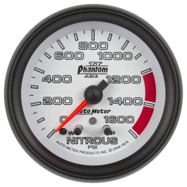 Autometer - AutoMeter GAUGE NITROUS PRESS 2 5/8in. 1600PSI STEPPER MOTOR W/PEAK/WARN PHANTOM II - 7874