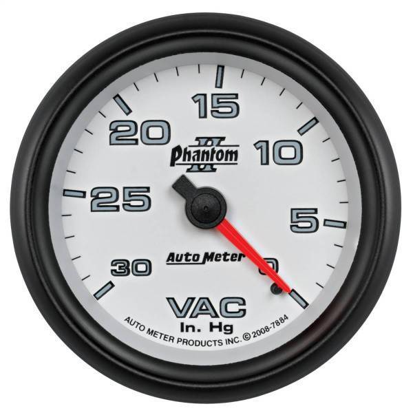 Autometer - AutoMeter GAUGE VACUUM 2 5/8in. 30INHG MECHANICAL PHANTOM II - 7884