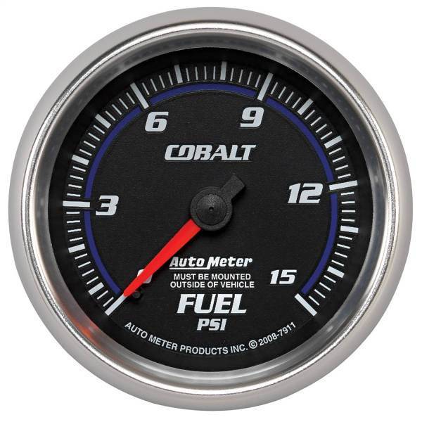 Autometer - AutoMeter GAUGE FUEL PRESSURE 2 5/8in. 15PSI MECHANICAL COBALT - 7911