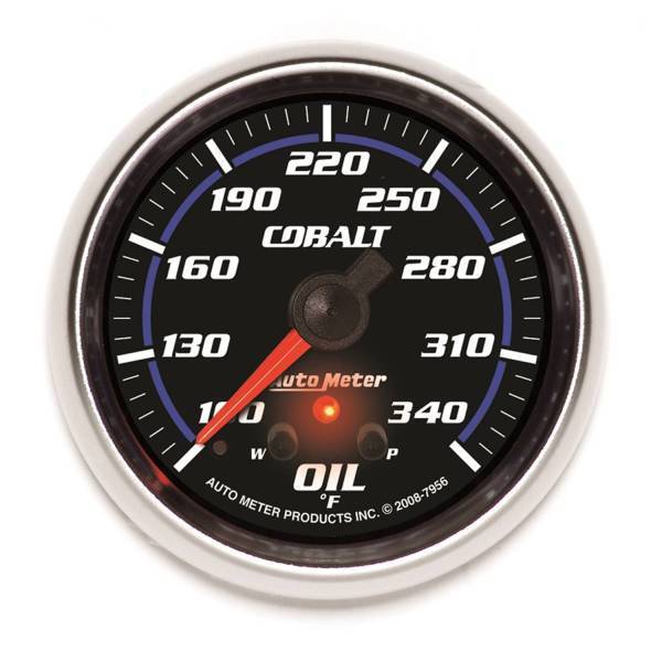 Autometer - AutoMeter GAUGE OIL TEMP 2 5/8in. 340deg.F STEPPER MOTOR W/PEAK/WARN COBALT - 7956