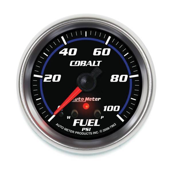 Autometer - AutoMeter GAUGE FUEL PRESS 2 5/8in. 100PSI STEPPER MOTOR W/PEAK/WARN COBALT - 7963