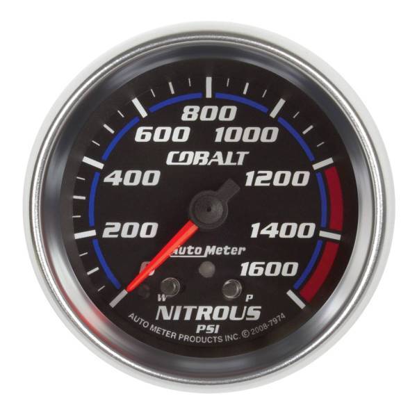 Autometer - AutoMeter GAUGE NITROUS PRESS 2 5/8in. 1600PSI STEPPER MOTOR W/PEAK/WARN COBALT - 7974