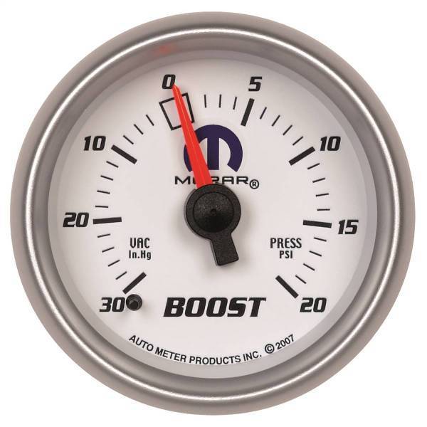 Autometer - AutoMeter GAUGE VAC/BOOST 2 1/16in. 30INHG-20PSI MECHANICAL WHITE MOPAR - 880026