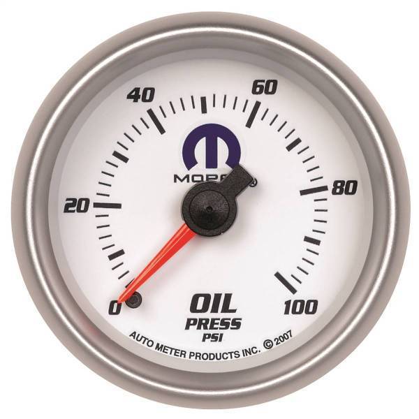 Autometer - AutoMeter GAUGE OIL PRESSURE 2 1/16in. 100PSI MECHANICAL WHITE MOPAR - 880028