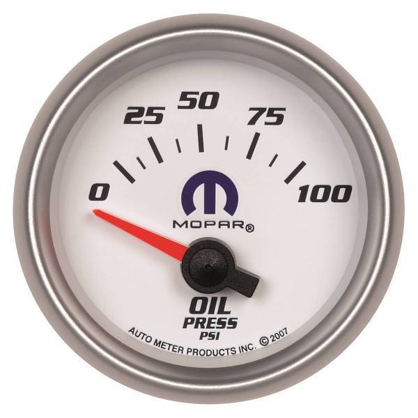 Autometer - AutoMeter GAUGE OIL PRESSURE 2 1/16in. 100PSI ELECTRIC WHITE MOPAR - 880029