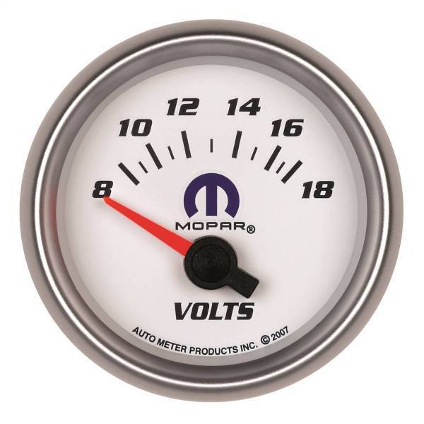 Autometer - AutoMeter GAUGE VOLTMETER 2 1/16in. 18V ELECTRIC WHITE MOPAR - 880035