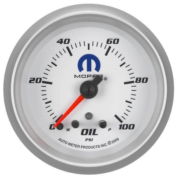 Autometer - AutoMeter GAUGE OIL PRESS 2 5/8in. 100PSI STEPPER MOTOR W/PEAK/WARN WHITE MOPAR - 880249