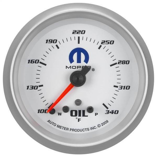 Autometer - AutoMeter GAUGE OIL TEMP 2 5/8in. 340deg.F STEPPER MOTOR W/PEAK/WARN WHITE MOPAR - 880251
