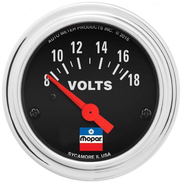 Autometer - AutoMeter GAUGE VOLTMETER 2-1/16in. 8-18 VOLTS ELEC MOPAR CLASSIC - 880788