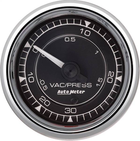 Autometer - AutoMeter GAUGE VAC/BOOST 2 1/16in. 30INHG-30PSI MECHANICAL CHRONO CHROME - 9703