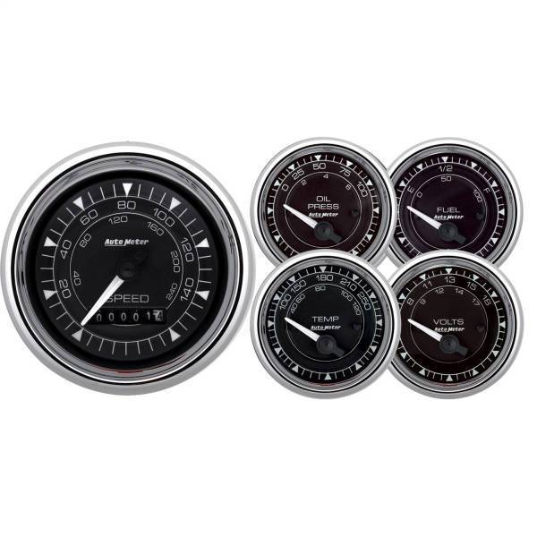 Autometer - AutoMeter GAUGE KIT 5 PC. 3 3/8in./2 1/16in. ELEC. SPEEDOMETER CHRONO CHROME - 9708