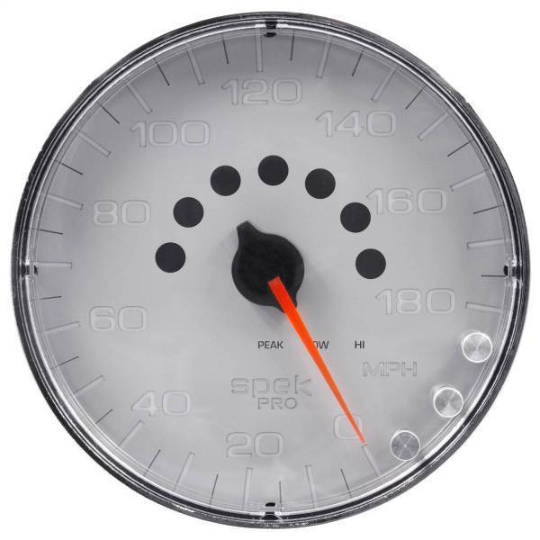 Autometer - AutoMeter GAUGE SPEEDOMETER 5in. 180 MPH ELEC. PROGRAMMABLE SILVER/CHROME SPEK-PRO - P230218