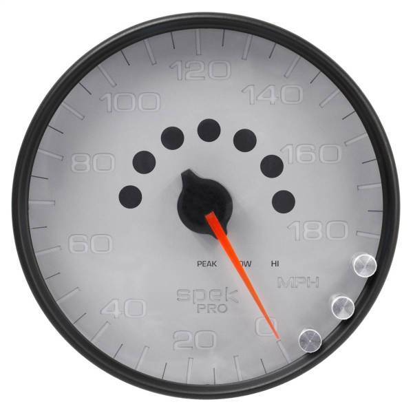 Autometer - AutoMeter GAUGE SPEEDOMETER 5in. 180 MPH ELEC. PROGRAMMABLE SILVER/BLACK SPEK-PRO - P23022