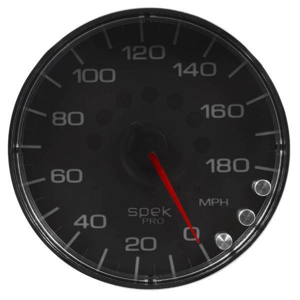 Autometer - AutoMeter GAUGE SPEEDOMETER 5in. 180 MPH ELEC. PROGRAMMABLE BLACK/CHROME SPEK-PRO - P230318