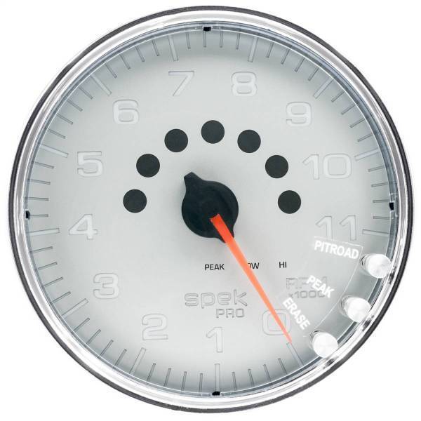 Autometer - AutoMeter GAUGE TACHOMETER 5in. 11K RPM W/SHIFT LIGHT/PEAK MEM SILVER/CHROME SPEK - P23921