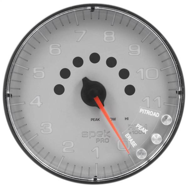 Autometer - AutoMeter GAUGE TACHOMETER 5in. 11K RPM W/SHIFT LIGHT/PEAK MEM SILVER/BLACK SPEK-PRO - P239228