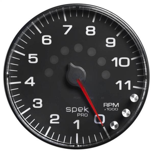 Autometer - AutoMeter GAUGE TACHOMETER 5in. 11K RPM W/SHIFT LIGHT/PEAK MEM BLACK/BLACK SPEK-PRO - P239328