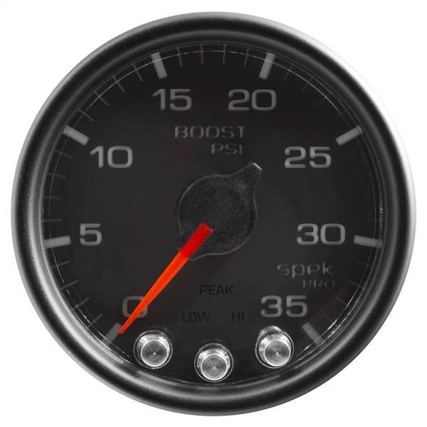 Autometer - AutoMeter GAUGE BOOST 2 1/16in. 35PSI STEPPER MOTOR W/PEAK/WARN BLACK/BLACK SPEK-PRO - P30332