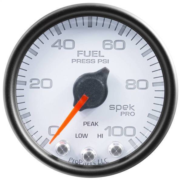 Autometer - AutoMeter GAUGE FUEL PRESS 2 1/16in. 100PSI STEPPER MOTOR W/PEAK/WARN WHT/BLK SPEK - P31412