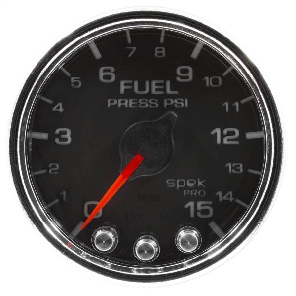 Autometer - AutoMeter GAUGE FUEL PRESS 2 1/16in. 15PSI STEPPER MOTOR W/PEAK/WARN BLK/CHRM SPEK - P31531