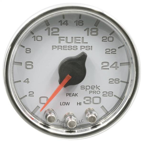 Autometer - AutoMeter GAUGE FUEL PRESS 2 1/16in. 30PSI STEPPER MOTOR W/PEAK/WARN WHT/CHRM SPEK - P31611