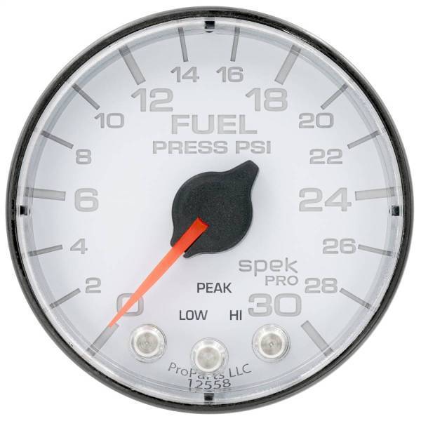 Autometer - AutoMeter GAUGE FUEL PRESS 2 1/16in. 30PSI STEPPER MOTOR W/PEAK/WARN WHT/BLK SPEK - P316128