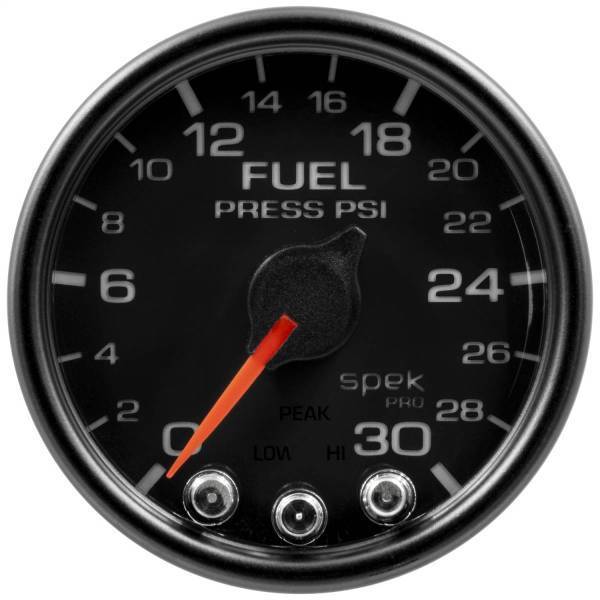 Autometer - AutoMeter GAUGE FUEL PRESS 2 1/16in. 30PSI STEPPER MOTOR W/PEAK/WARN BLK/BLK SPEK - P31632