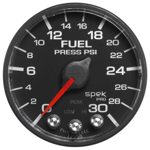 Autometer - AutoMeter GAUGE FUEL PRESS 2 1/16in. 30PSI STEPPER MOTOR W/PEAK/WARN BLK/BLK SPEK - P316328