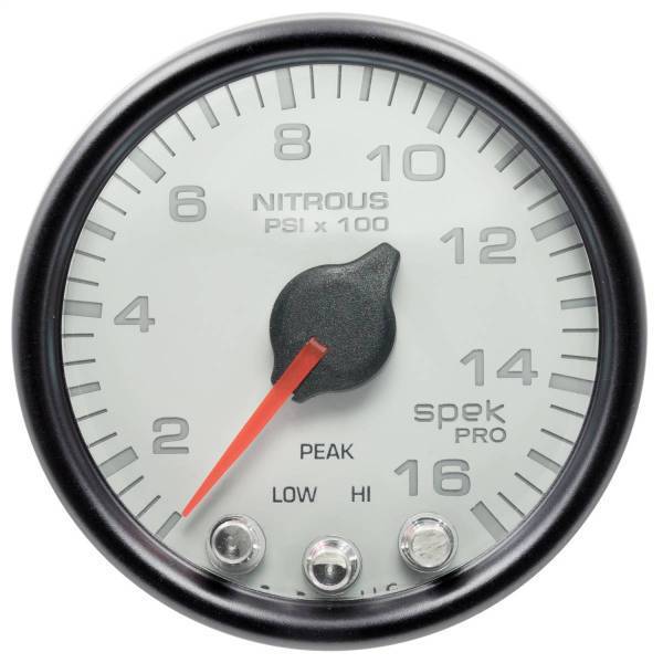 Autometer - AutoMeter GAUGE NITROUS PRESS 2 1/16in. 1600PSI STEPPER MOTOR W/PK/WRN WHT/BLK SPEK - P32012