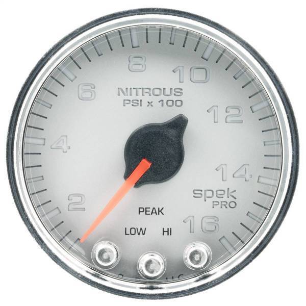 Autometer - AutoMeter GAUGE NITROUS PRESS 2 1/16in. 1600PSI STEPPER MTR W/PK/WRN SLVR/CHRM SPEK - P32021