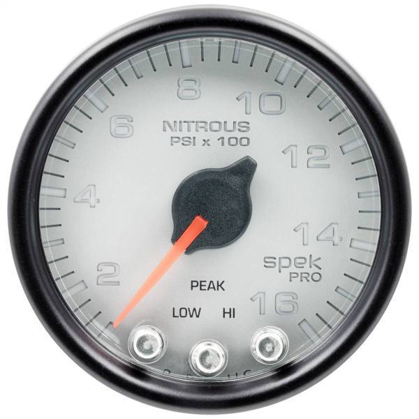 Autometer - AutoMeter GAUGE NITROUS PRESS 2 1/16in. 1600PSI STEPPER MOTOR W/PK/WRN SLVR/BLK SPEK - P32022