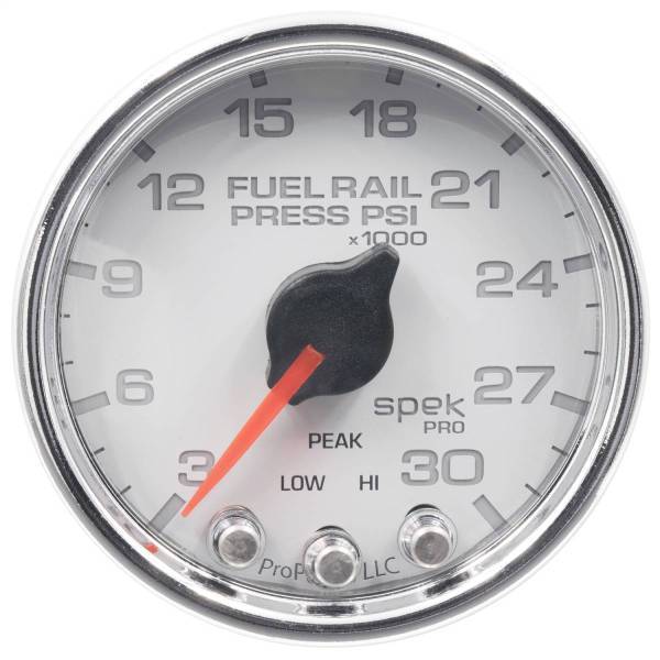 Autometer - AutoMeter GAUGE RAIL PRESS 2 1/16in. 30KPSI STEPPER MOTOR W/PEAK/WARN WHT/CHRM SPEK - P32111