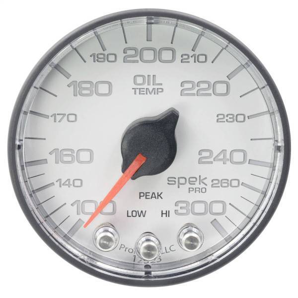 Autometer - AutoMeter GAUGE OIL TEMP 2 1/16in. 300deg.F STEPPER MOTOR W/PEAK/WARN WHT/BLK SPEK-P - P322128