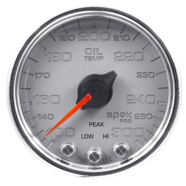 Autometer - AutoMeter GAUGE OIL TEMP 2 1/16in. 300deg.F STEPPER MOTOR W/PK/WRN SLVR/CHRM SPEK-PR - P32221