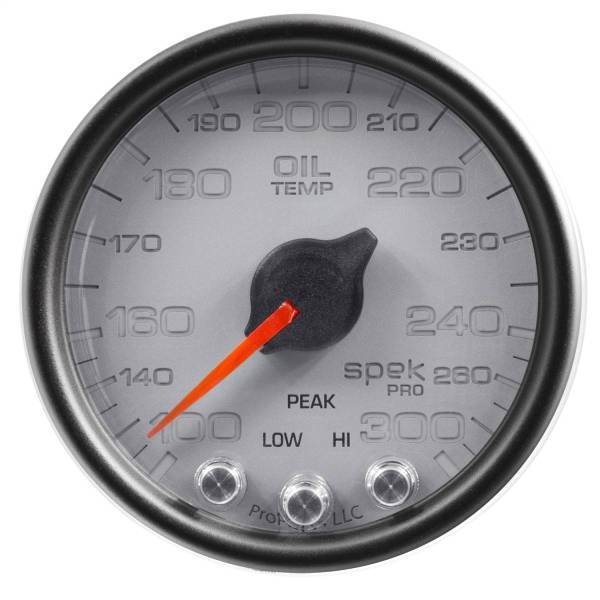 Autometer - AutoMeter GAUGE OIL TEMP 2 1/16in. 300deg.F STEPPER MOTOR W/PEAK/WARN SLVR/BLK SPEK- - P32222