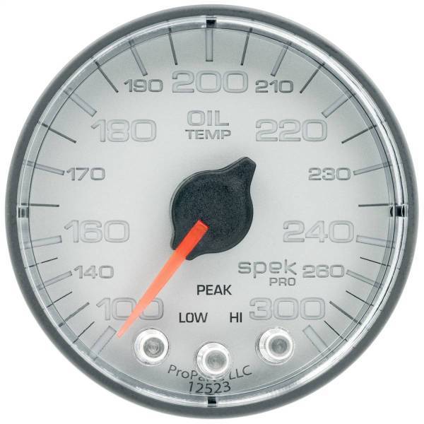 Autometer - AutoMeter GAUGE OIL TEMP 2 1/16in. 300deg.F STEPPER MOTOR W/PEAK/WARN SLVR/BLK SPEK- - P322228
