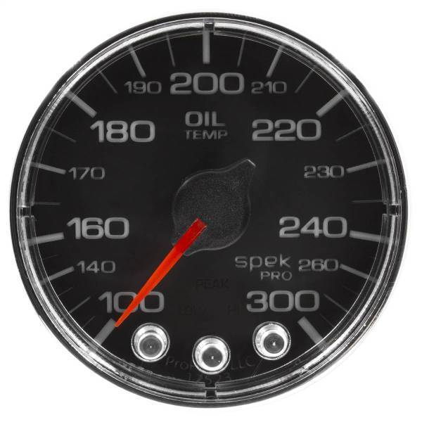 Autometer - AutoMeter GAUGE OIL TEMP 2 1/16in. 300deg.F STEPPER MOTOR W/PEAK/WARN BLK/CHRM SPEK- - P322318