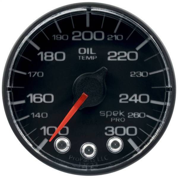 Autometer - AutoMeter GAUGE OIL TEMP 2 1/16in. 300deg.F STEPPER MOTOR W/PEAK/WARN BLK/BLK SPEK-P - P322328